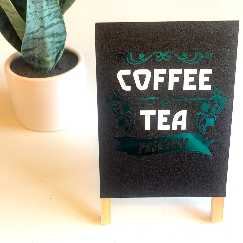 Coffee & Tea Sign Green Shiny Foil Perfect For Coffee Bar